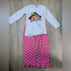 Girls Fall scarecrow outfit with ruffle shirt/ruffle polka dot pants GIRLS XXL
